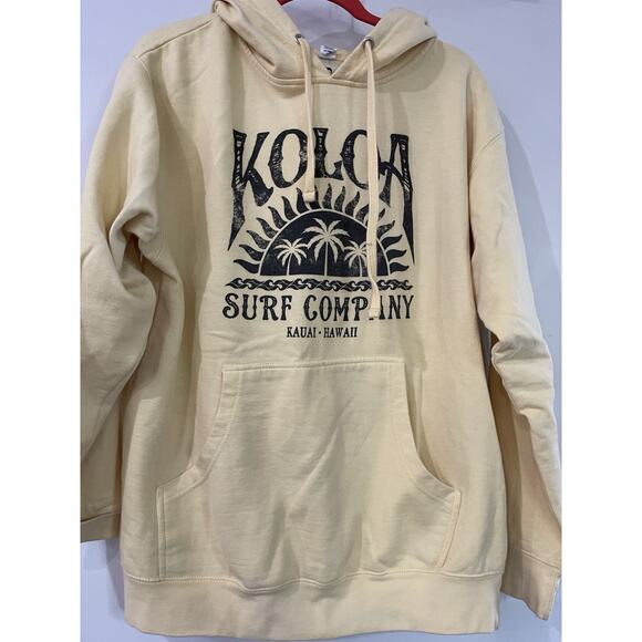 KOLOA SURF CO FADING HOODIE WOMENS Size Med Yellow Black Logo W Pockets Ret $40 - Picture 3 of 5